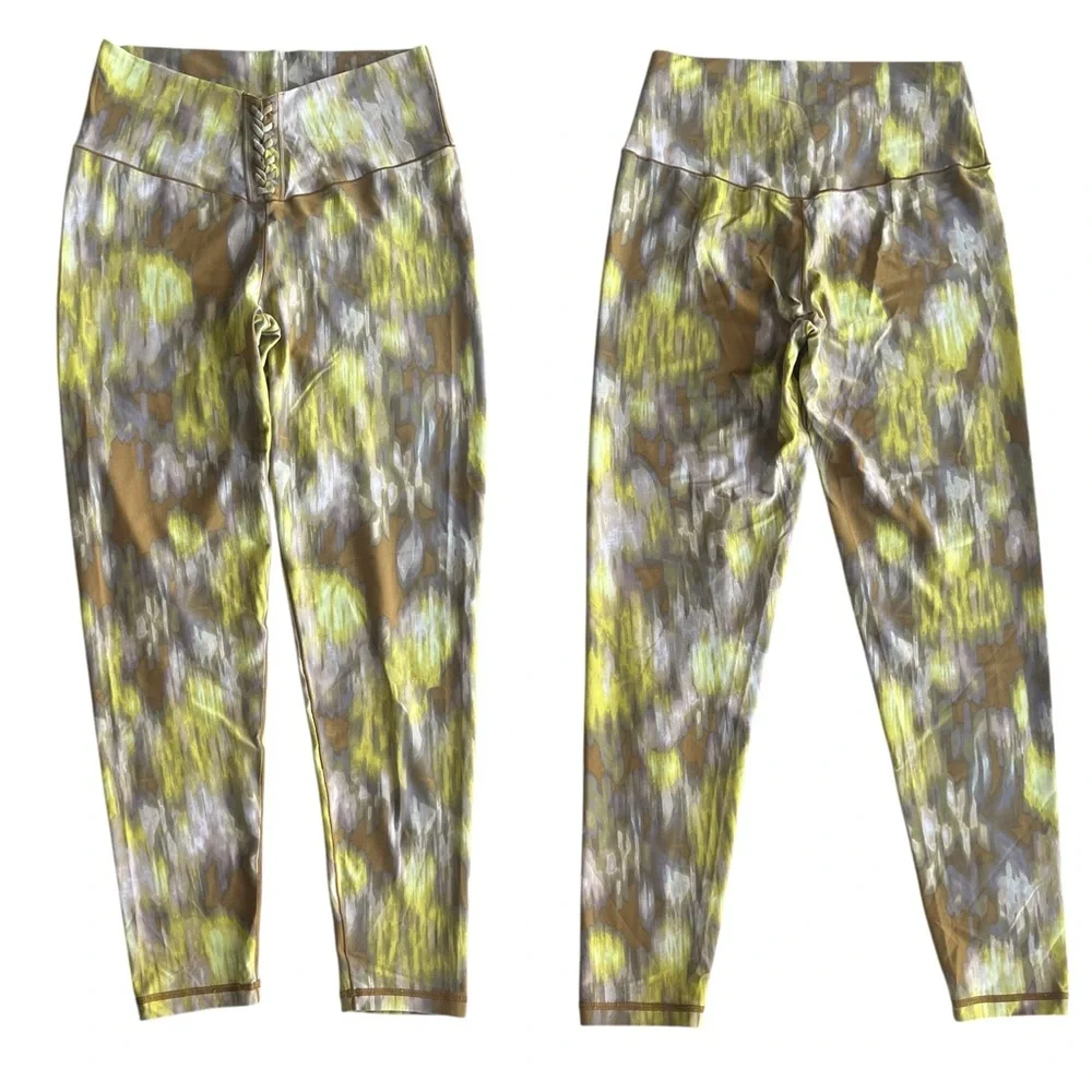 Offline By Aerie Womens XL Long Green Brown Abstract Real Me 7/8 Hi-rise Legging